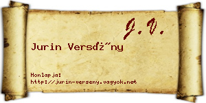 Jurin Versény névjegykártya
